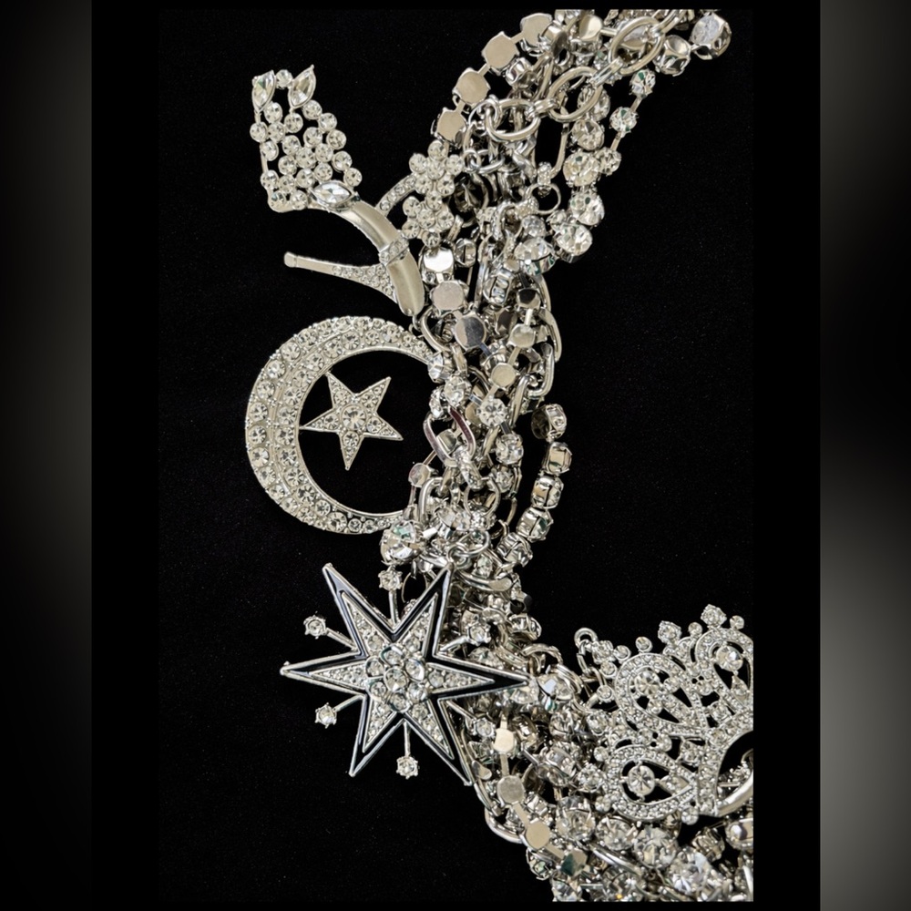 Silver Celestial Statement Necklace & Charm Brace… - image 7